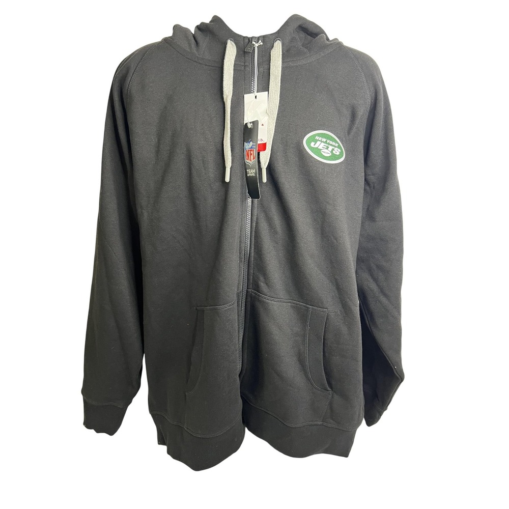 New York Jets Hoodie Mens 2XL Black Full Zip NFL Football Team Apparel‎ Antigua